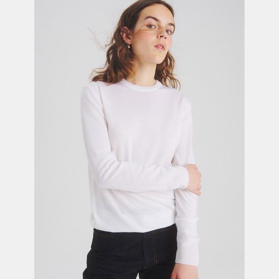 Aigle The Essential Crew-neck Jumper, Made From 100% Rws-certified Wool Jumpers Women White ZA-25061